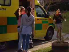 Červenka uvízl na hromosvodu