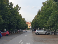 Popelářský vůz před zámkem