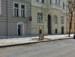 Taxi na ulici před domem Anny