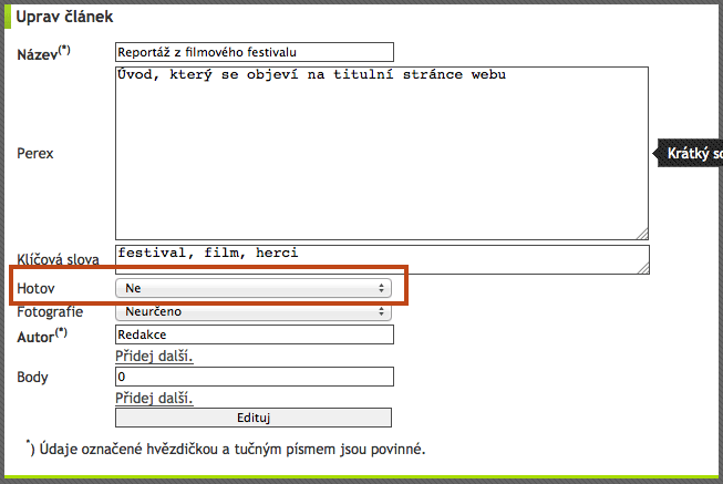 Odeslání ke kontrole
